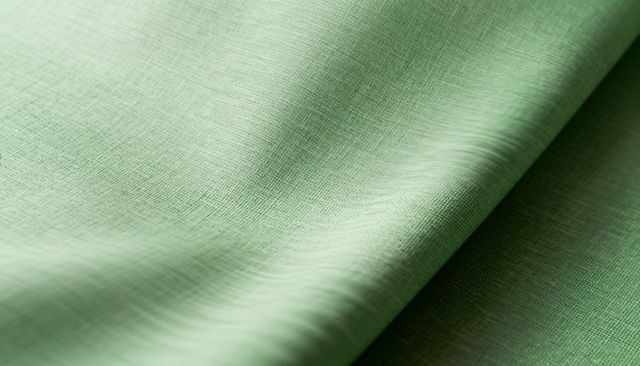 Draping mint green linen fabric showing fine woven texture, soft fold and subtle highlights