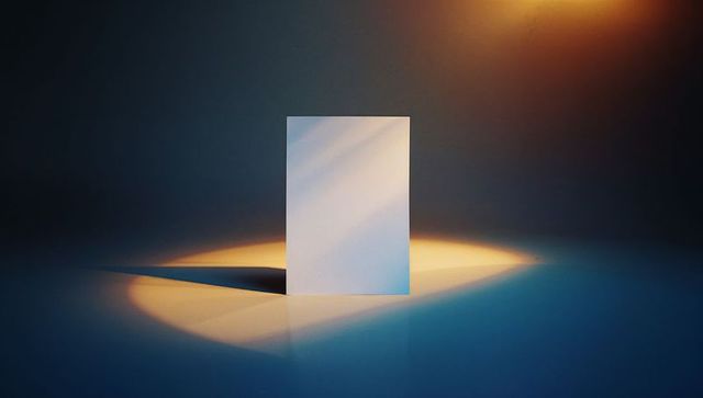 Standing Blank Card with Dramatic Lighting and Color Reflection