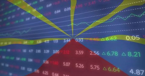 Dynamic Financial Data Graph with Colored Ribbons