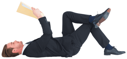 Transparent Relaxed Businessman Lying Down Reading Document - Download Free Stock Videos Pikwizard.com