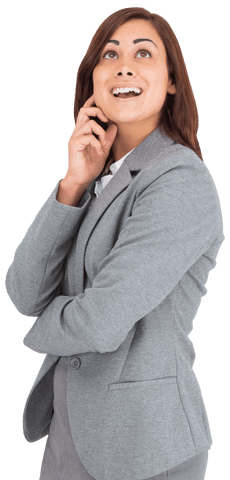 Confident Businesswoman Contemplating Success Transparent Background