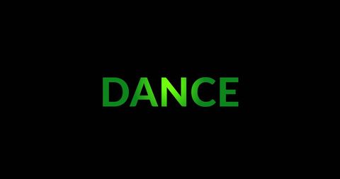 Neon green dance text on black background
