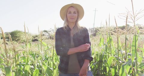 Female Farmer Standing Proudly in Cornfield - Download Free Stock Images Pikwizard.com