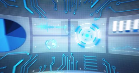 Futuristic Data Interfacing with Graphs and Global Analytics Display - Download Free Stock Images Pikwizard.com