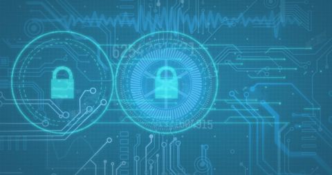Futuristic Cyber Security Digital Interface with Padlock Symbols - Download Free Stock Images Pikwizard.com