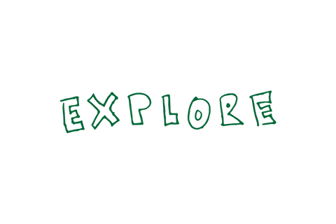 Creative handwritten text 'explore' on transparent background