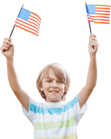 Caucasian Boy Holding American Flags on Transparent Background - Download Free Stock Videos Pikwizard.com