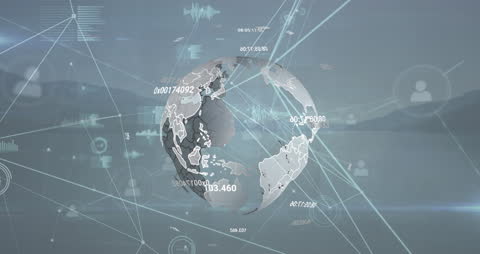 Global Network of Connections and Data Processing Visualization