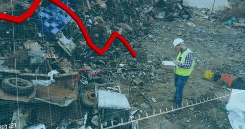 Engineer Analyzing Industry Impact Amid Pandemic Visual Data Layers