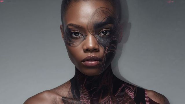 Female model with avant-garde abstract body art