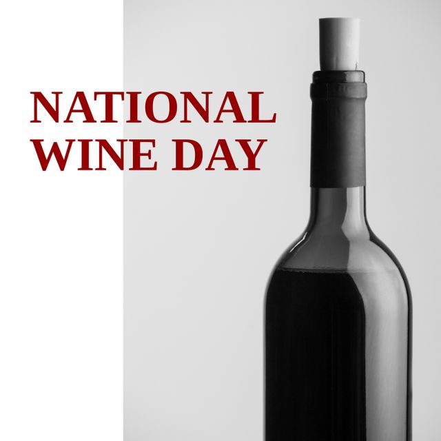 National Wine Day Celebration with Wine Bottle on Gray and White Background - Download Free Stock Templates Pikwizard.com