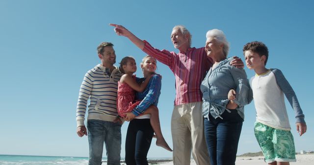 Multi-generation Family Enjoying Day at Beach - Download Free Stock Images Pikwizard.com