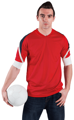 Confident Football Fan with Soccer Ball on Transparent Background
