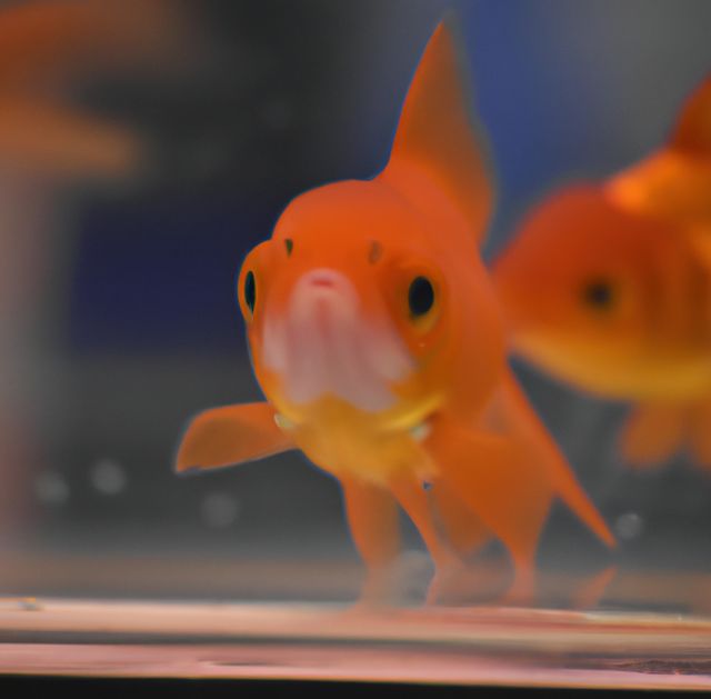 Image of close up of gold fish swimming in tank on dark background - Download Free Stock Photos Pikwizard.com