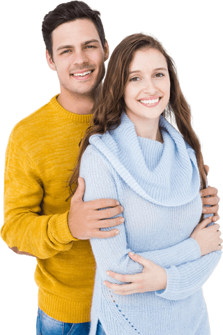 Transparent Joyful Couple Embracing Each Other Shining Warm Delight