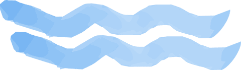 Abstract blue gradient wavy ribbons on transparent background