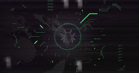 Digital Bug Icon against Cybersecurity World Map - Download Free Stock Images Pikwizard.com