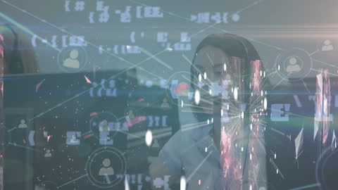 Digital Businesswoman Engaged in Virtual Networking