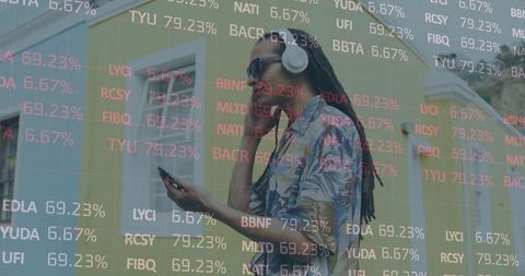 Man Enjoying Urban Lifestyle While Checking Market Data On Phone