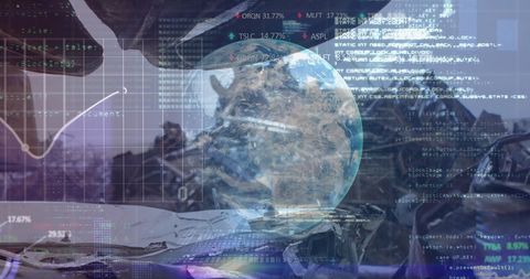 Global data overlay with junkyard background depicting connectivity