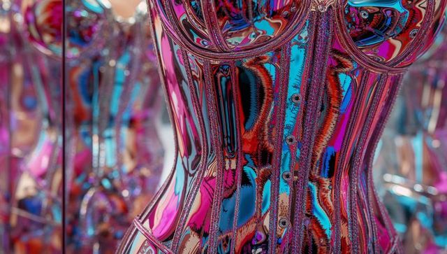 Futuristic mannequin corset reflection art
