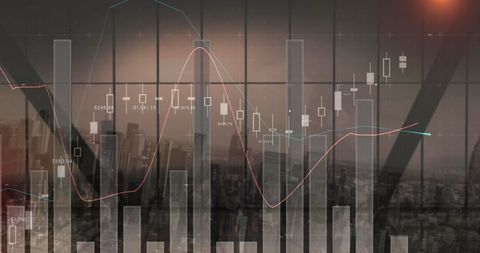 Cityscape and Digital Charts Reflect Modern Business Analysis - Download Free Stock Images Pikwizard.com