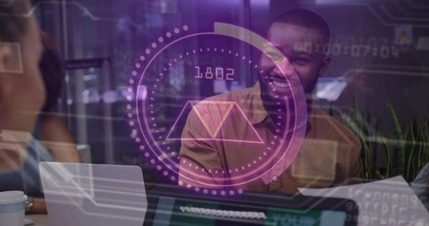 Collaborating in High-Tech Workspace with Digital Interface Overlay