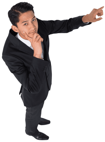 Transparent PNG of Businessman Pondering and Pointing Upwards - Download Free Stock Videos Pikwizard.com
