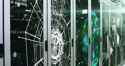 Futuristic Network and Data Connections in Warehouse Setting