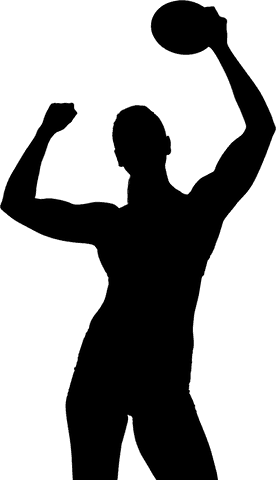 Silhouette of female athlete with discus on transparent background