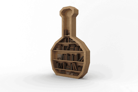 transparent display of wooden florence flask shaped bookshelf with books - Download Free Stock Videos Pikwizard.com