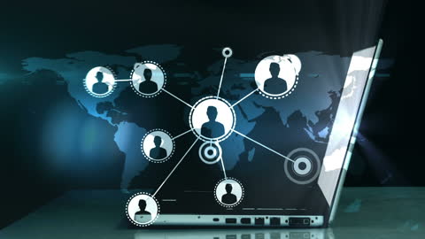 Global Digital Network Visualization on Laptop Display