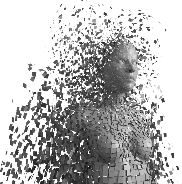 Transparent 3D Female Avatar Composed Of Dissolving Grey Pixels - Download Free Stock Videos Pikwizard.com