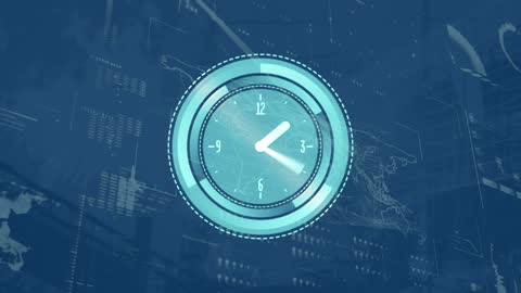 Conceptual Clock Overlay on Digital Data Background
