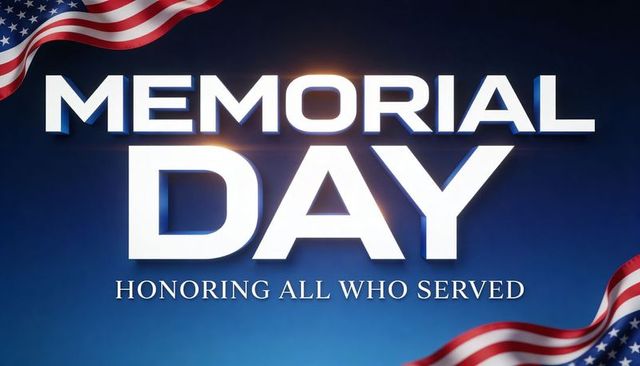 Memorial day tribute honoring all who served bold 3d text patriotic flag background
