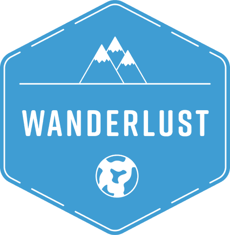 Wanderlust badge on transparent background for travel enthusiasts