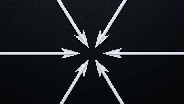 Abstract Radial Design with Converging White 3D Arrows