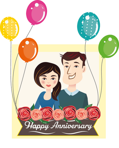 Happy Couple In Love With Balloons Transparent Background Artwork