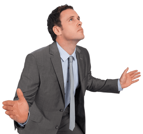 Transparent Business Professional Seeking Inspiration Concept