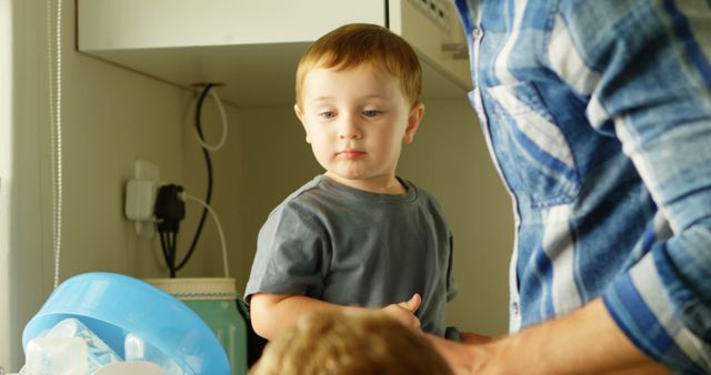 Father and Son Enjoying Kitchen Time Together - Download Free Stock Images Pikwizard.com