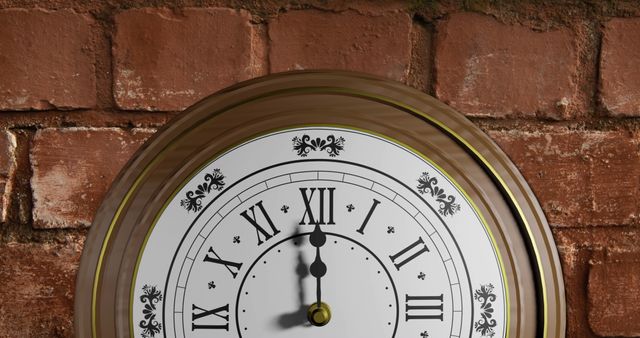 Vintage Wall Clock on Rustic Brick Background - Download Free Stock Images Pikwizard.com