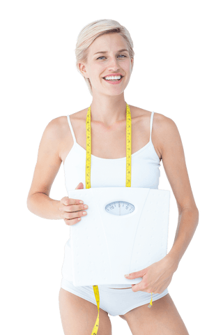 happy woman holding scale with laughter on transparent background - Download Free Stock Videos Pikwizard.com