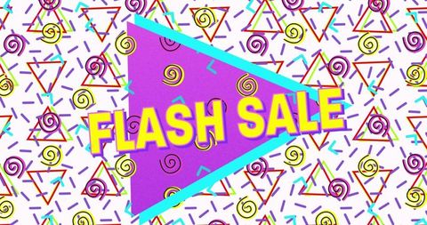 Flash sale banner with colorful retro design