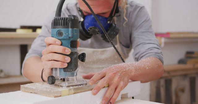 Carpenter Using Electric Sander on Wood - Download Free Stock Images Pikwizard.com