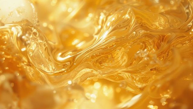Swirling Golden Liquid with Luminous Wave Patterns
