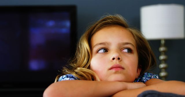 Thoughtful Young Girl Relaxing at Home - Download Free Stock Images Pikwizard.com