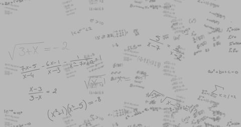 Floating mathematical formulas on grey background