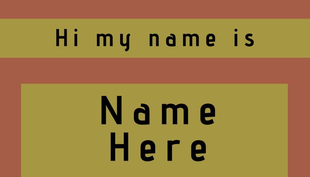 Use this classic name badge template for personal introductions, networking events, conferences, or social gatherings. Its warm tones create a welcoming atmosphere, making it ideal for encouraging interaction and breaking the ice among participants.