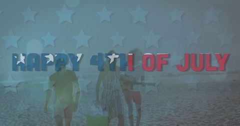 Happy 4th of July Human Symbols and Beach Holiday Abstracted Pattern Design