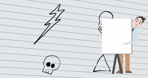 Young Professional Presenting Artistic Concepts on Classroom Canvas